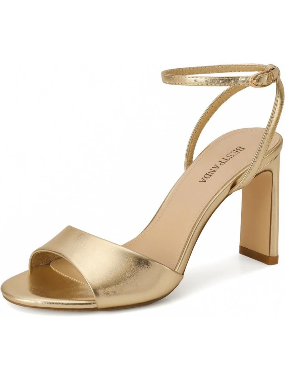 Women's Gold comfortable Chunky High Heels Open Toe Ankle Strap Party Sandals